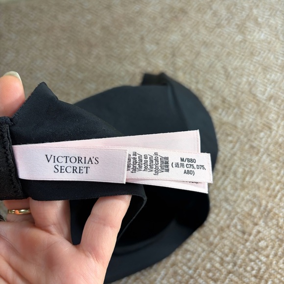 Victoria's Secret Pink Bra Womens Black Wireless Lightly Lined Bralette Top Sz M - Picture 5 of 8